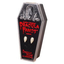 Dracula-Zähne, 2 Stück "medium" + 1 GRIMAS Tubenblut gratis